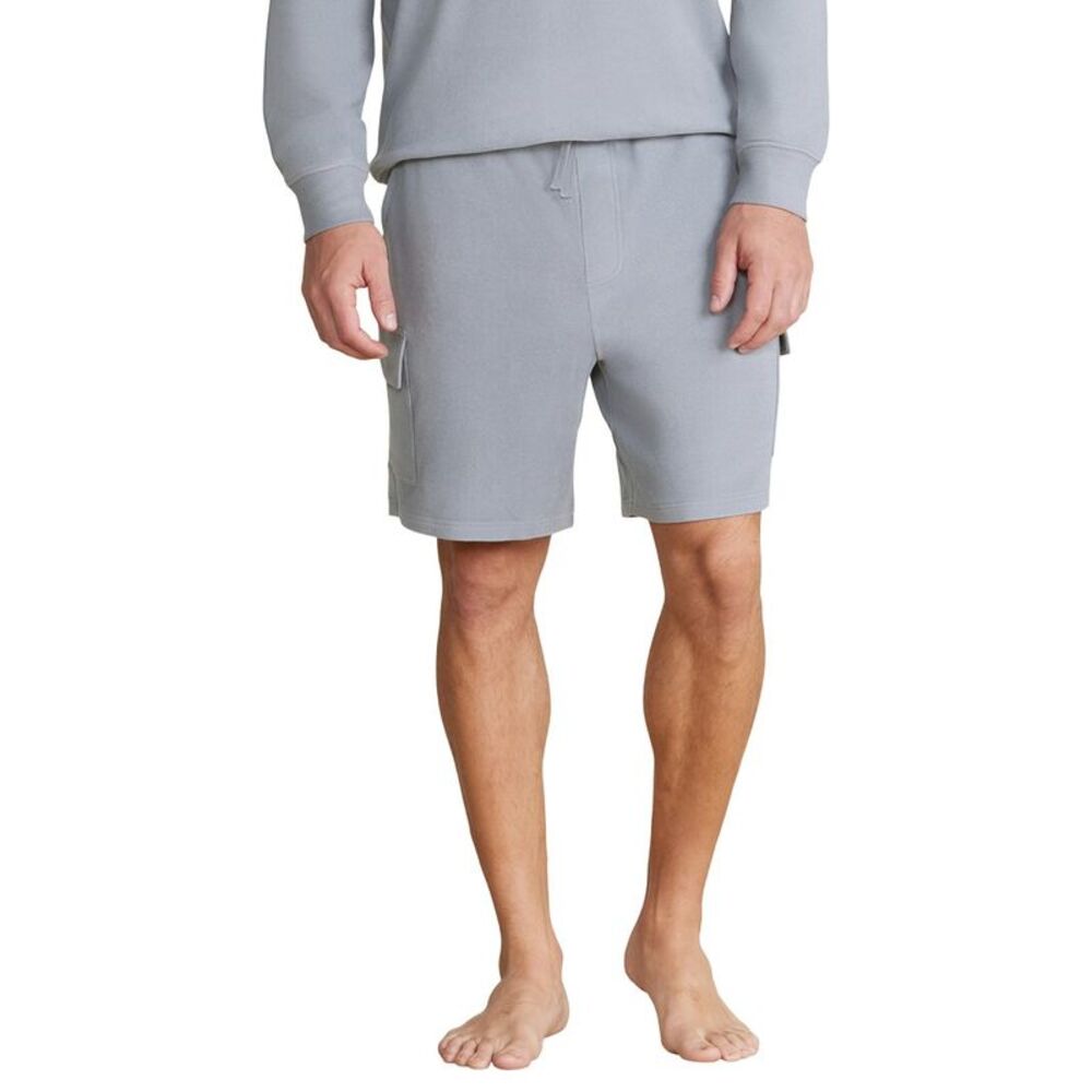 Barefoot Dreams Mens  Brushed Fleece Cargo Short, White